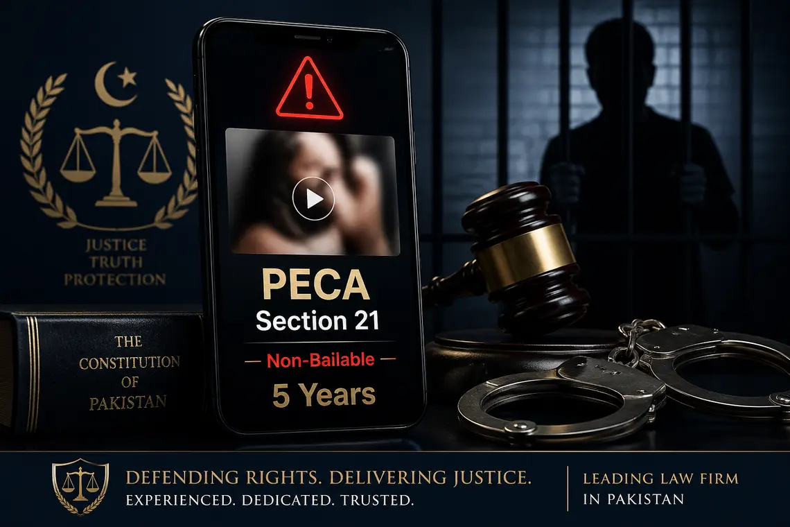 PECA Section 21 Pakistan digital harassment law – private content sharing warning non-bailable 5 years imprisonment