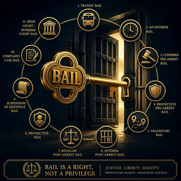 11 types of bail in Pakistan – complete CrPC guide with all bail classifications and procedures for Pakistani courts