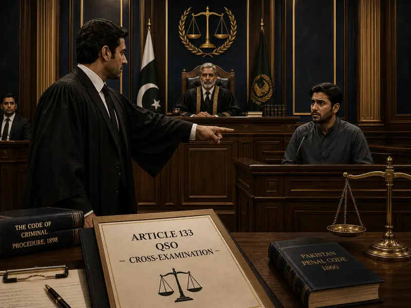 criminal trial process in Pakistan – prosecution evidence and cross-examination courtroom scene