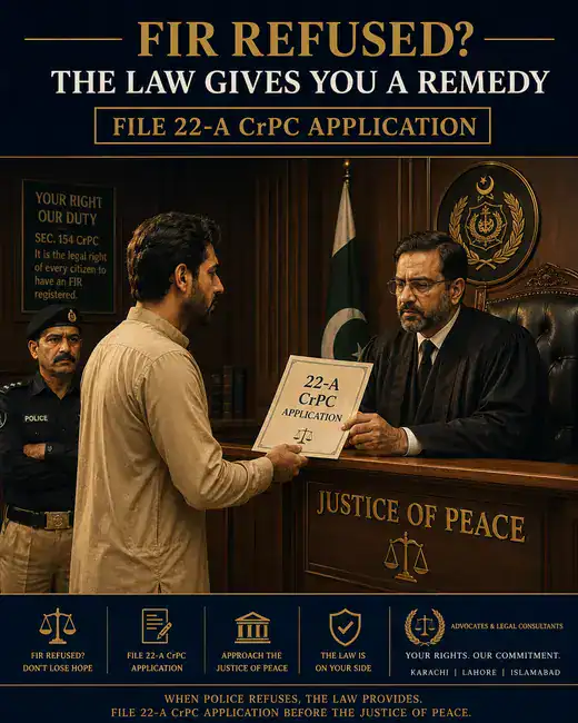 FIR in Pakistan – police refusal remedy under Section 22-A CrPC Justice of Peace