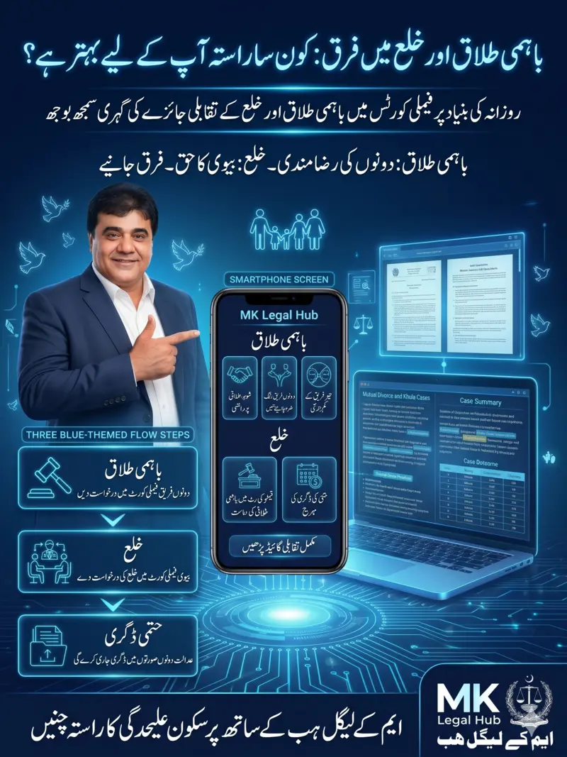 Mutual divorce vs khula Pakistan side-by-side comparison infographic